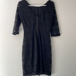 Black Lace Cocktail Dress Fitted